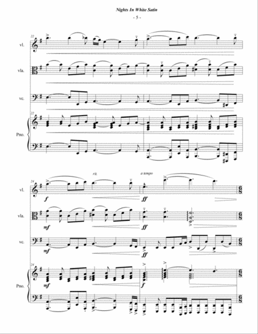 Nights In White Satin Piano Quartet scores gallery preview page 5