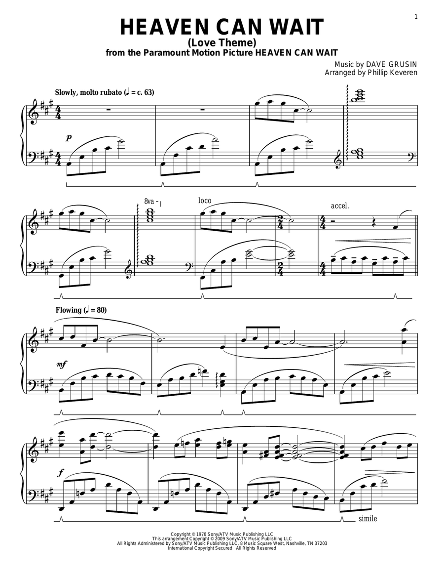 Heaven Can Wait (Love Theme) (arr. Phillip Keveren) Piano Solo scores gallery preview page 1