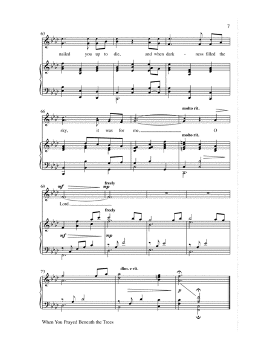When You Prayed Beneath the Trees Unison Choir scores gallery preview page 7