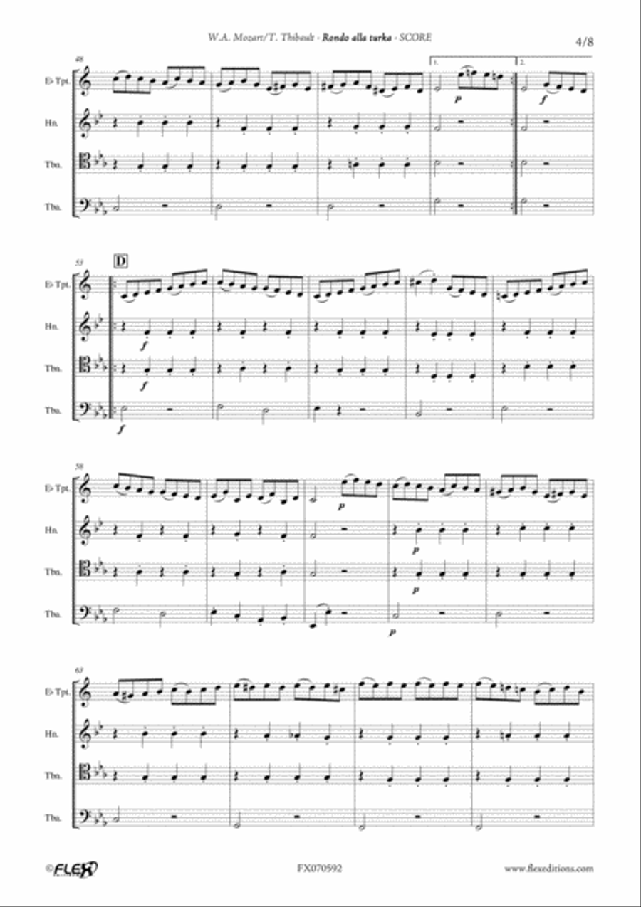 Rondo alla Turka Brass Quartet scores gallery preview page 4