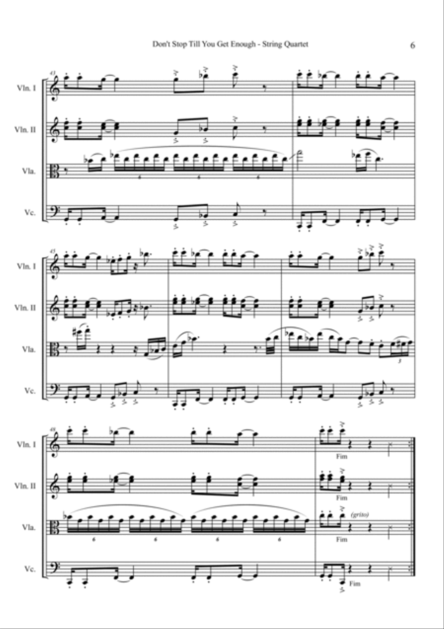 Don't Stop Til You Get Enough String Quartet scores gallery preview page 6