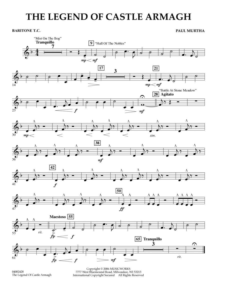 The Legend of Castle Armagh - Baritone T.C. Baritone Horn TC scores gallery preview page 1