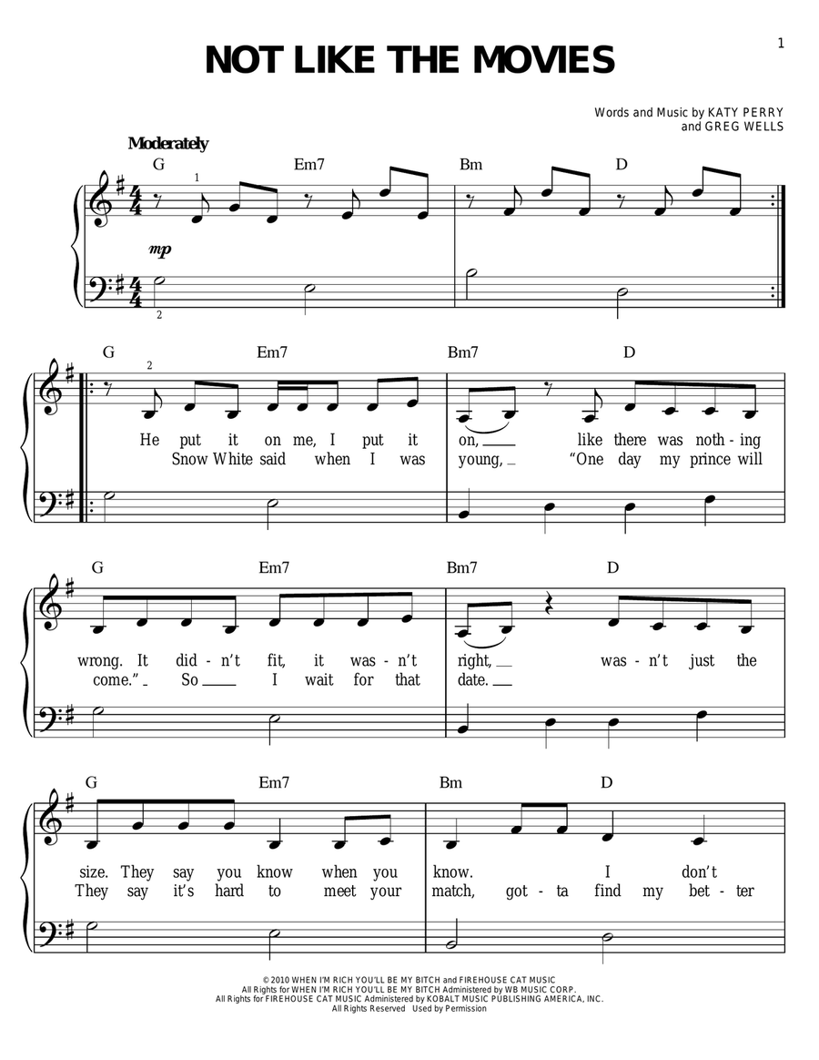 Not Like The Movies Not Like The Movies Easy Piano scores gallery preview page 1