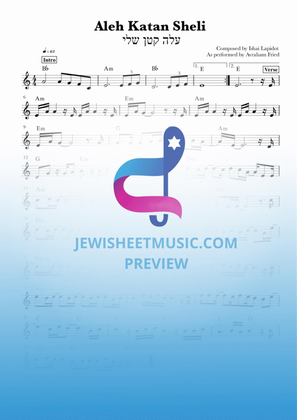 Book cover for Aleh Katan Sheli sheet music with chords. By Avraham Fried