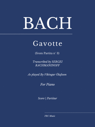 Book cover for Gavotte from Partita n° 3 - Transcribed by SERGEI RACHMANINOFF (As played By Víkingur Ólafsson)