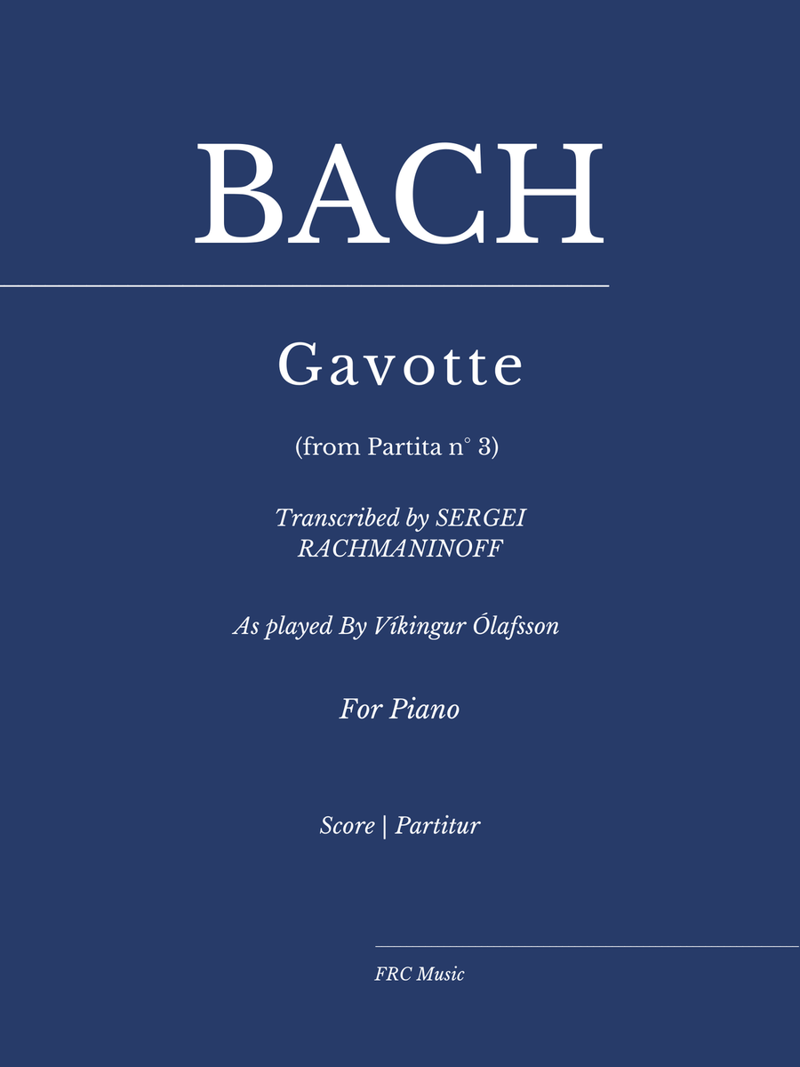 Book cover for Gavotte from Partita n° 3 - Transcribed by SERGEI RACHMANINOFF (As played By Víkingur Ólafsson)