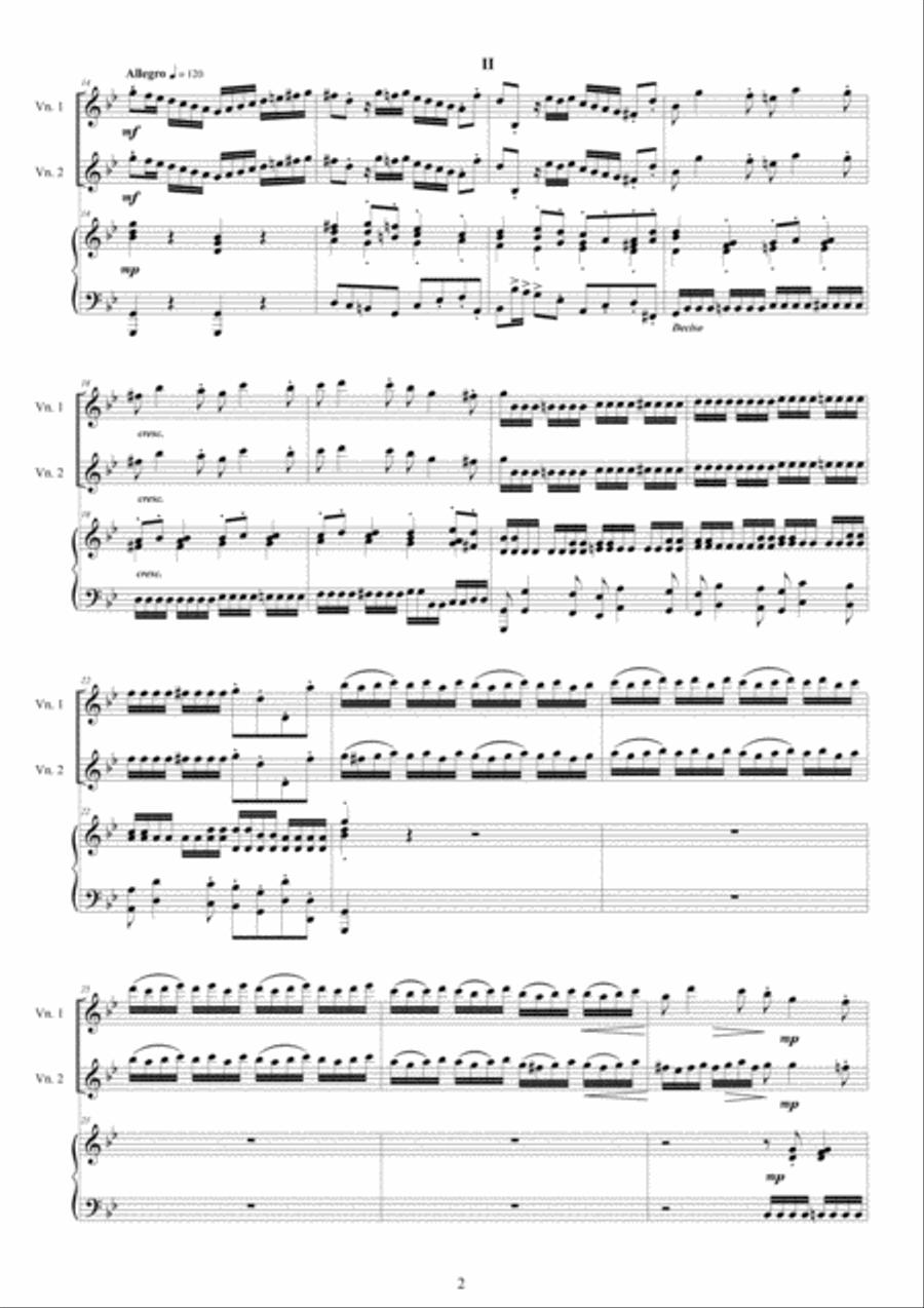 Vivaldi - Violin Concerto No.2 in G minor RV 578 Op.3 for Two Violins and Piano String Duet scores gallery preview page 2
