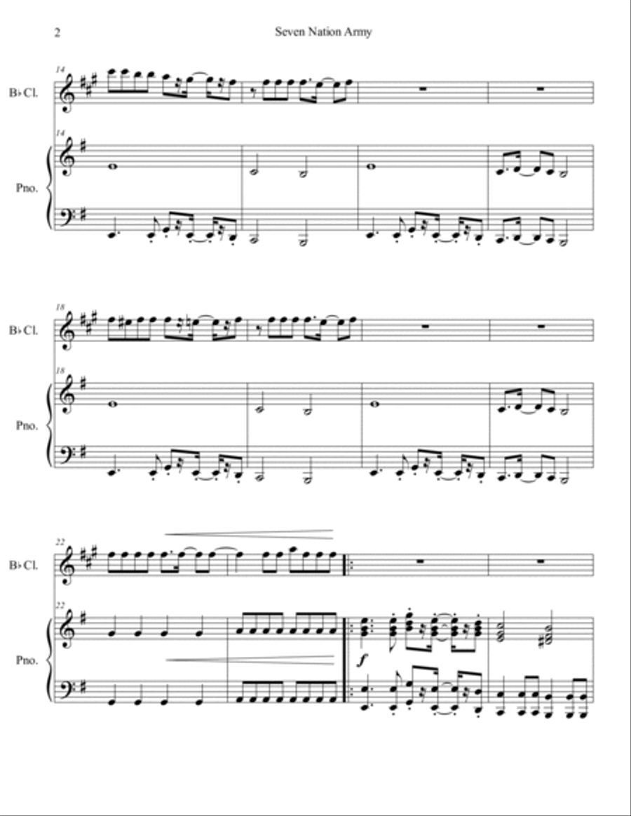 Seven Nation Army Seven Nation Army B-Flat Clarinet scores gallery preview page 3