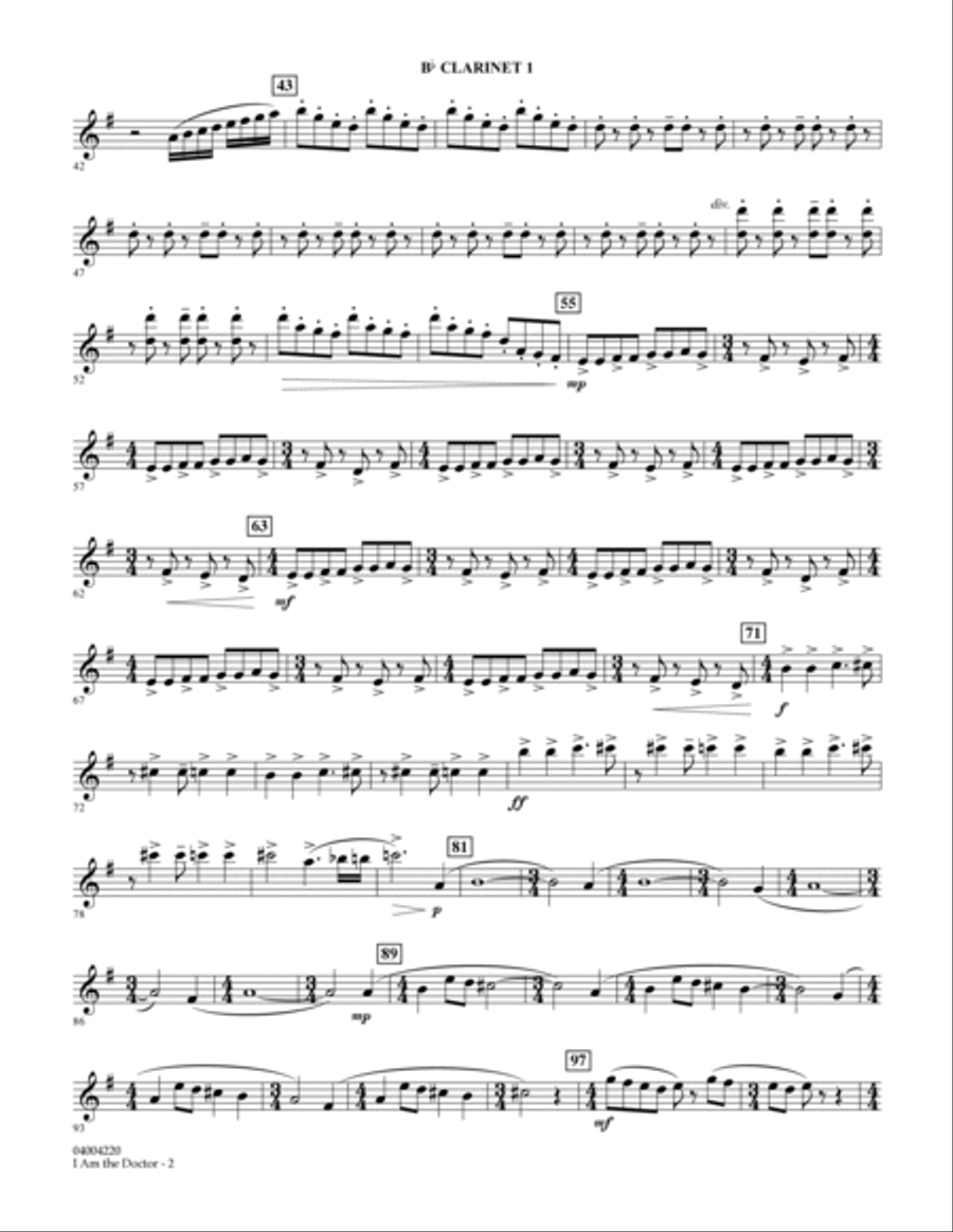 I Am the Doctor (from Doctor Who) - Bb Clarinet 1 B-Flat Clarinet scores gallery preview page 2