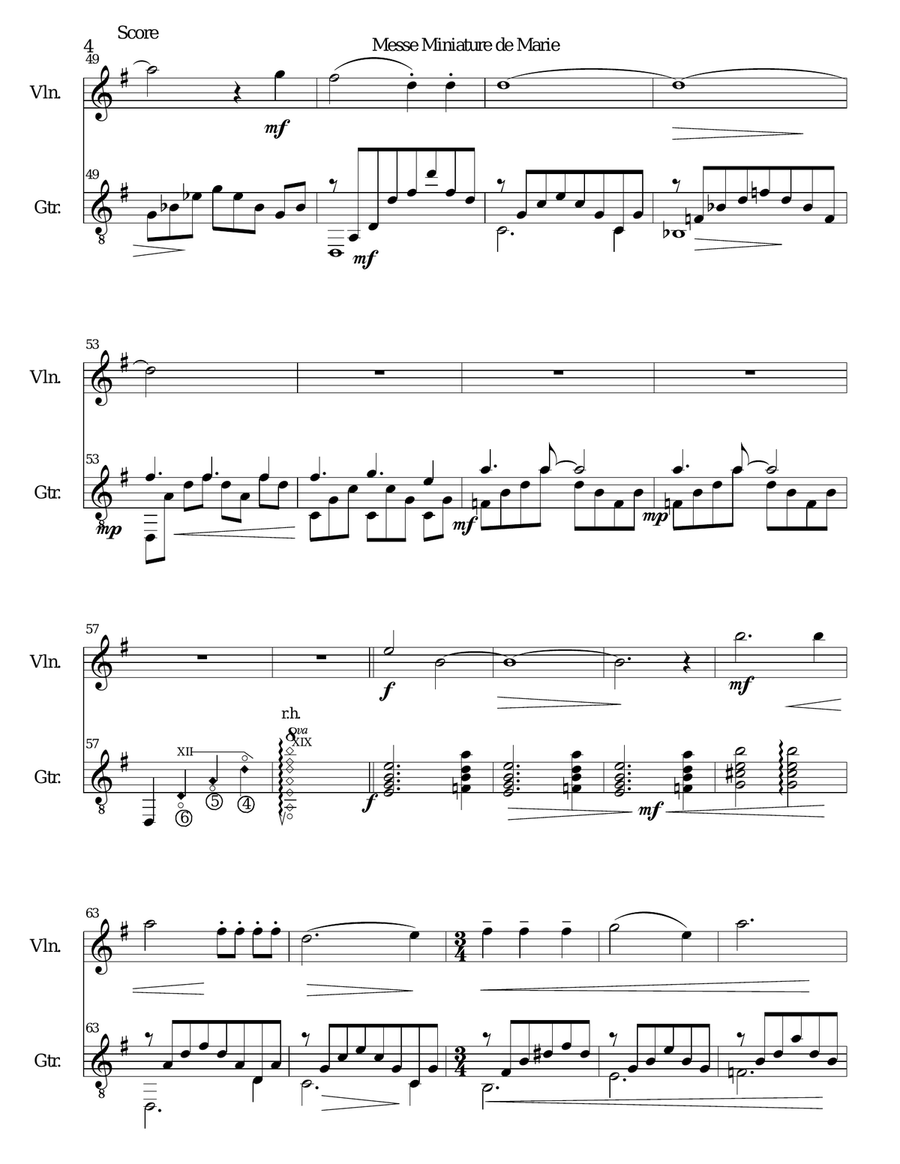 Messe miniature de Marie for violin and guitar String Duet scores gallery preview page 4