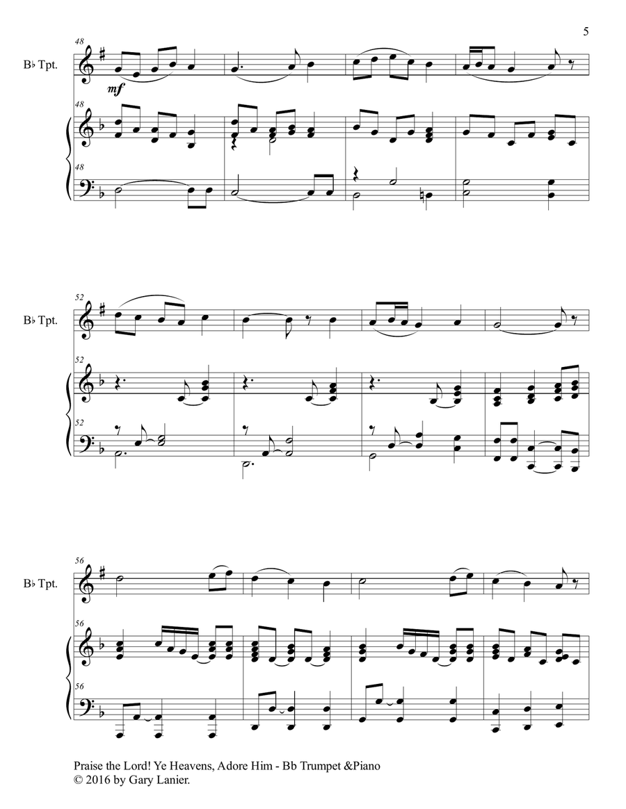 3 Hymns of Praise & Encouragement (Duets for Bb Trumpet and Piano) 3 Hymns of Praise & Encouragement (Duets for Bb Trumpet and Piano) Trumpet Duet scores gallery preview page 6