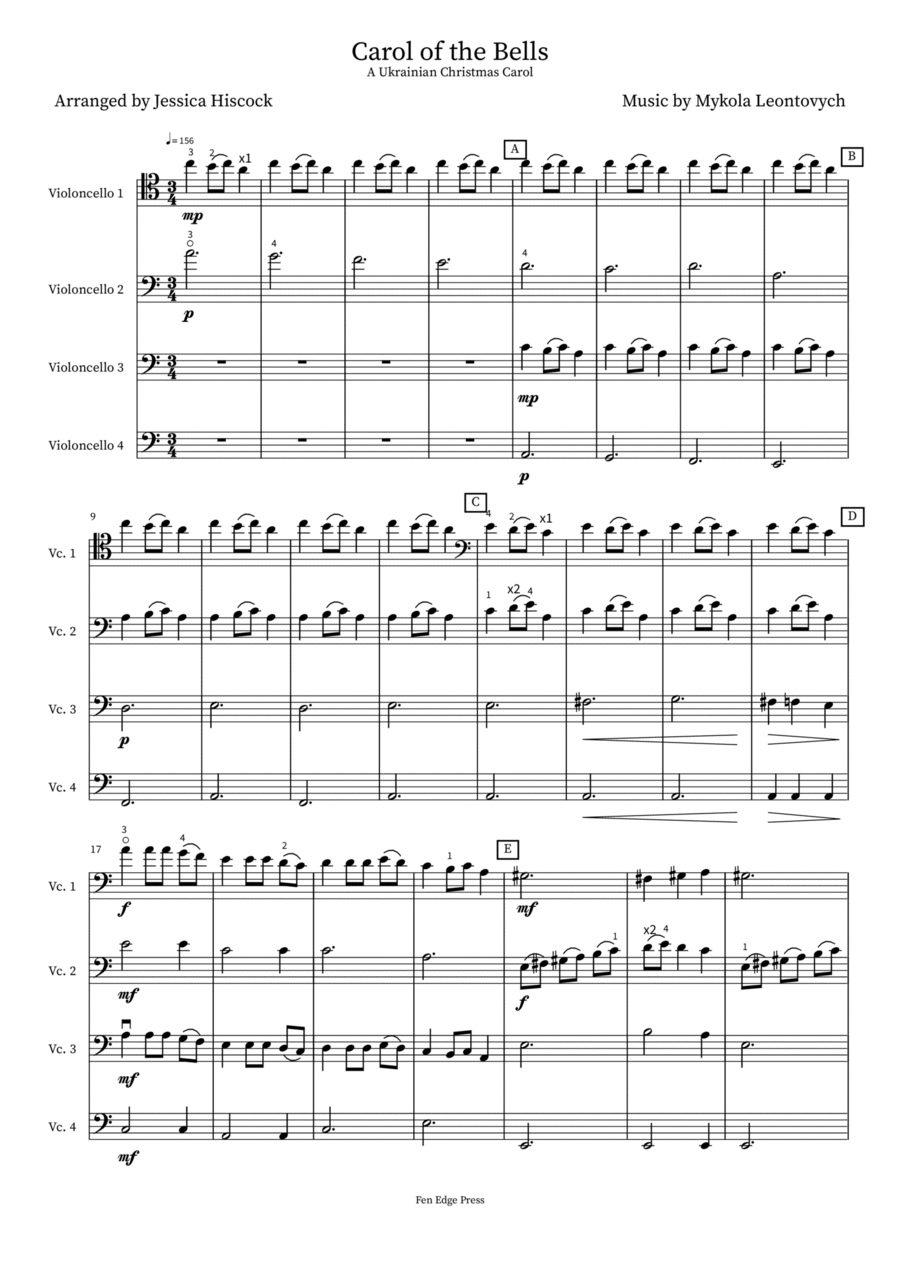 Carol of the Bells School and Community scores gallery preview page 1