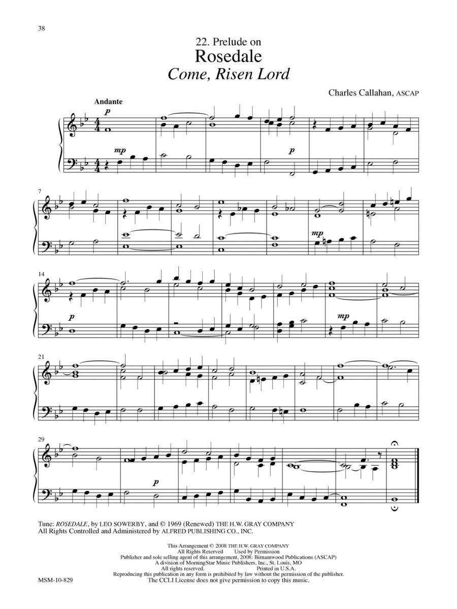 Prelude on Rosedale (Come, Risen Lord) Organ scores gallery preview page 1