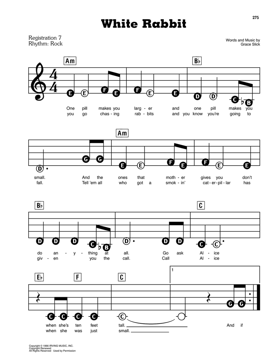 White Rabbit Electronic Keyboard scores gallery preview page 1