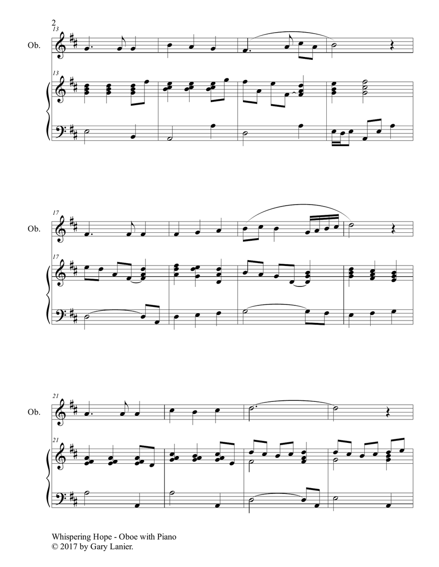 WHISPERING HOPE (Duet – Oboe & Piano with Score/Part) Piano scores gallery preview page 3