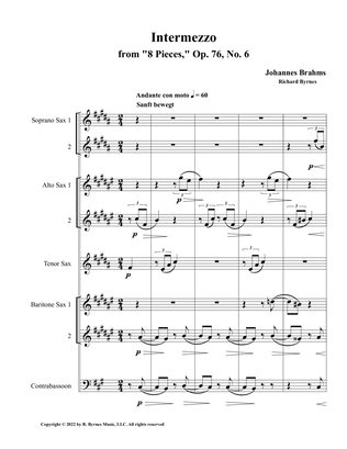 Intermezzo, Op. 76, No. 6 (Saxophone Septet + Contrabassoon)
