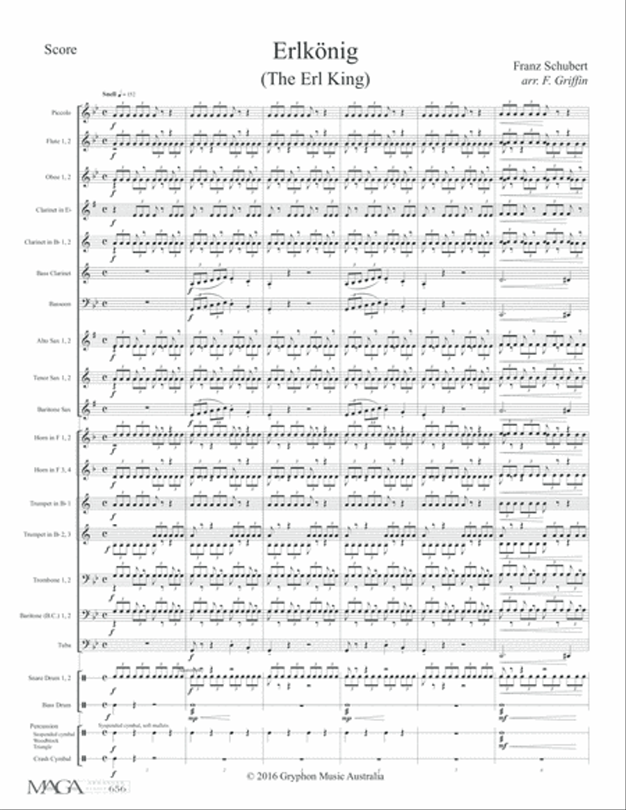 Franz Schubert's Erlkönig (Erl King) arranged for Concert Band Concert Band scores gallery preview page 3