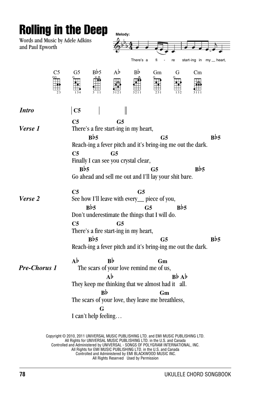 Rolling In The Deep Ukulele scores gallery preview page 1