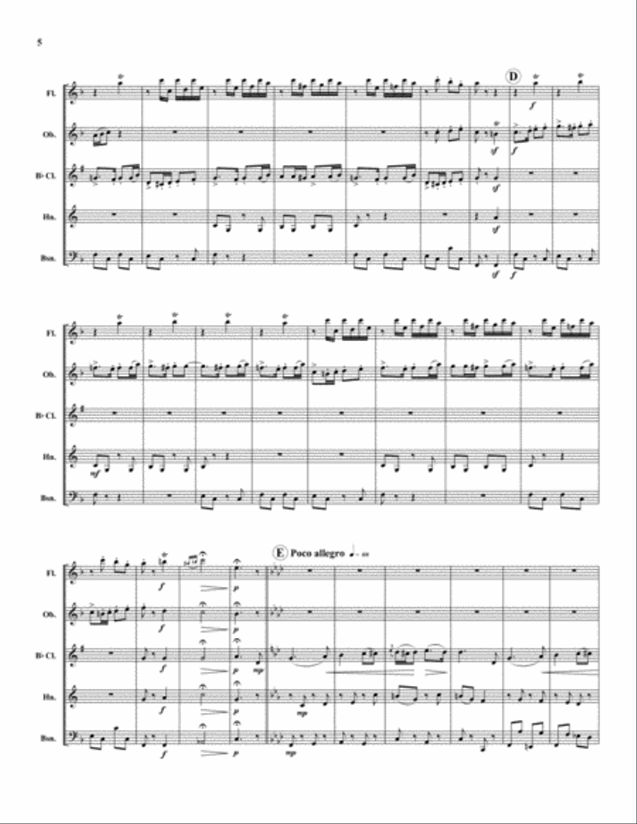 Three Hungarian Dances Woodwind Quintet scores gallery preview page 5