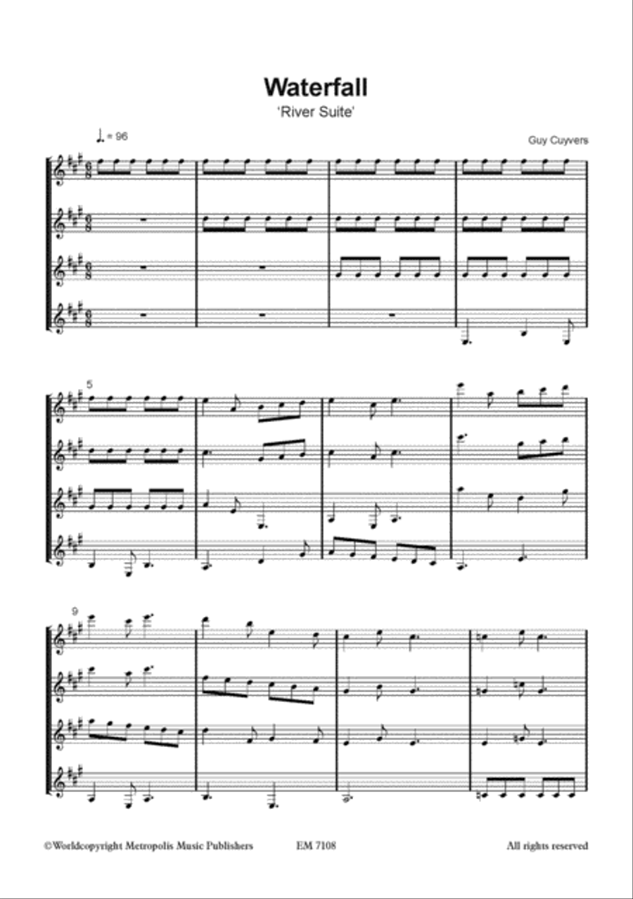 Waterfall (from 'River Suite') for Guitar Quartet Guitar Ensemble scores gallery preview page 2