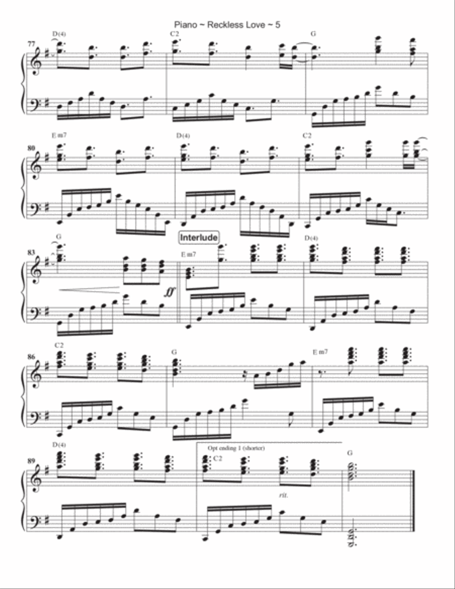 Reckless Love Piano Solo scores gallery preview page 6