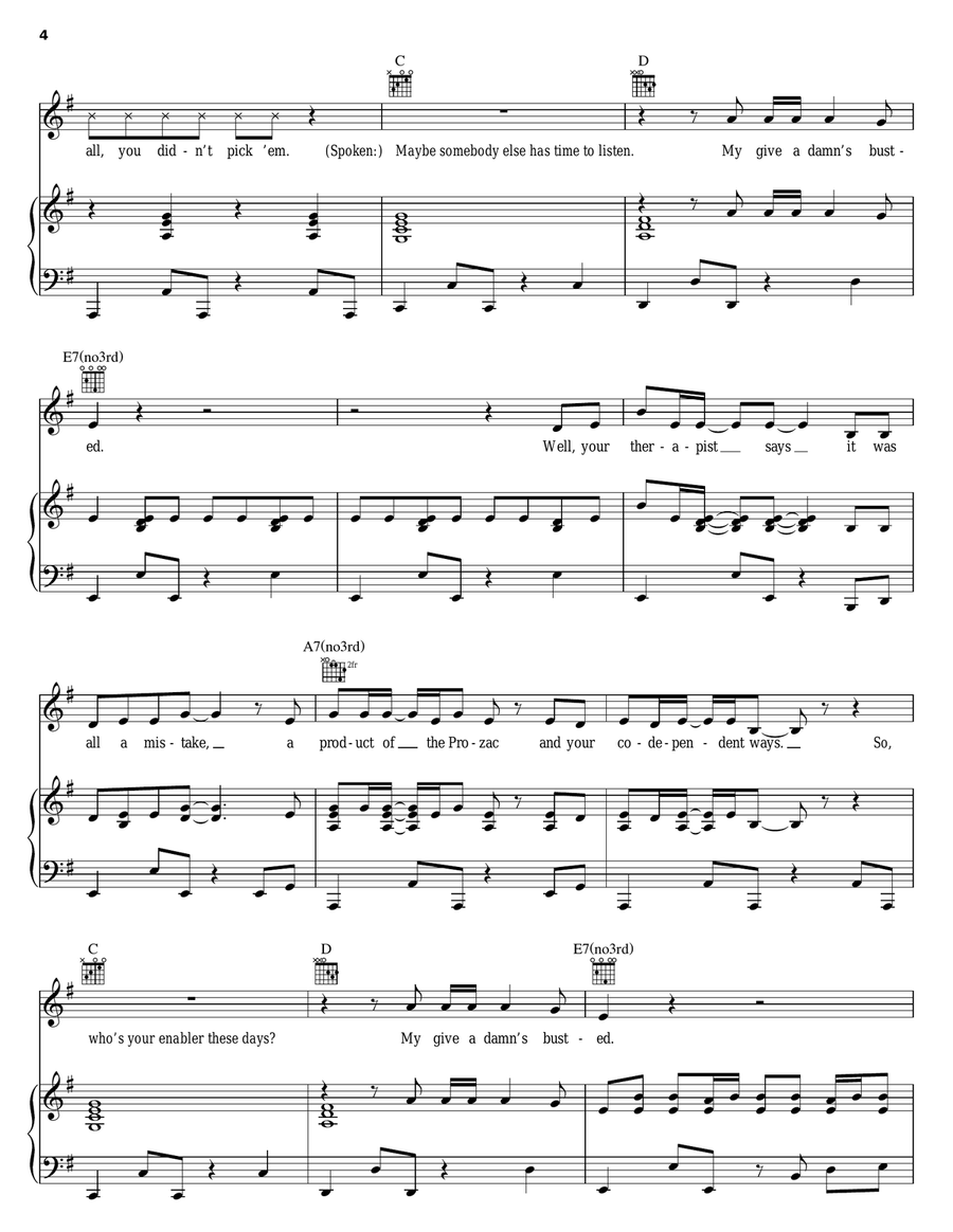 My Give A Damn's Busted Piano, Vocal, Guitar scores gallery preview page 4