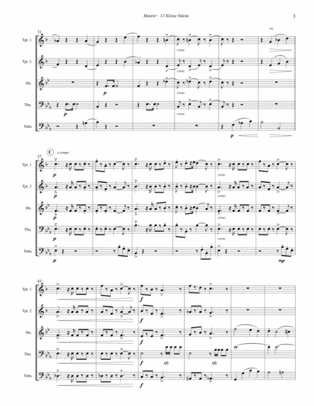 12 Kleine Stücke (12 Small Pieces) for Brass Quintet