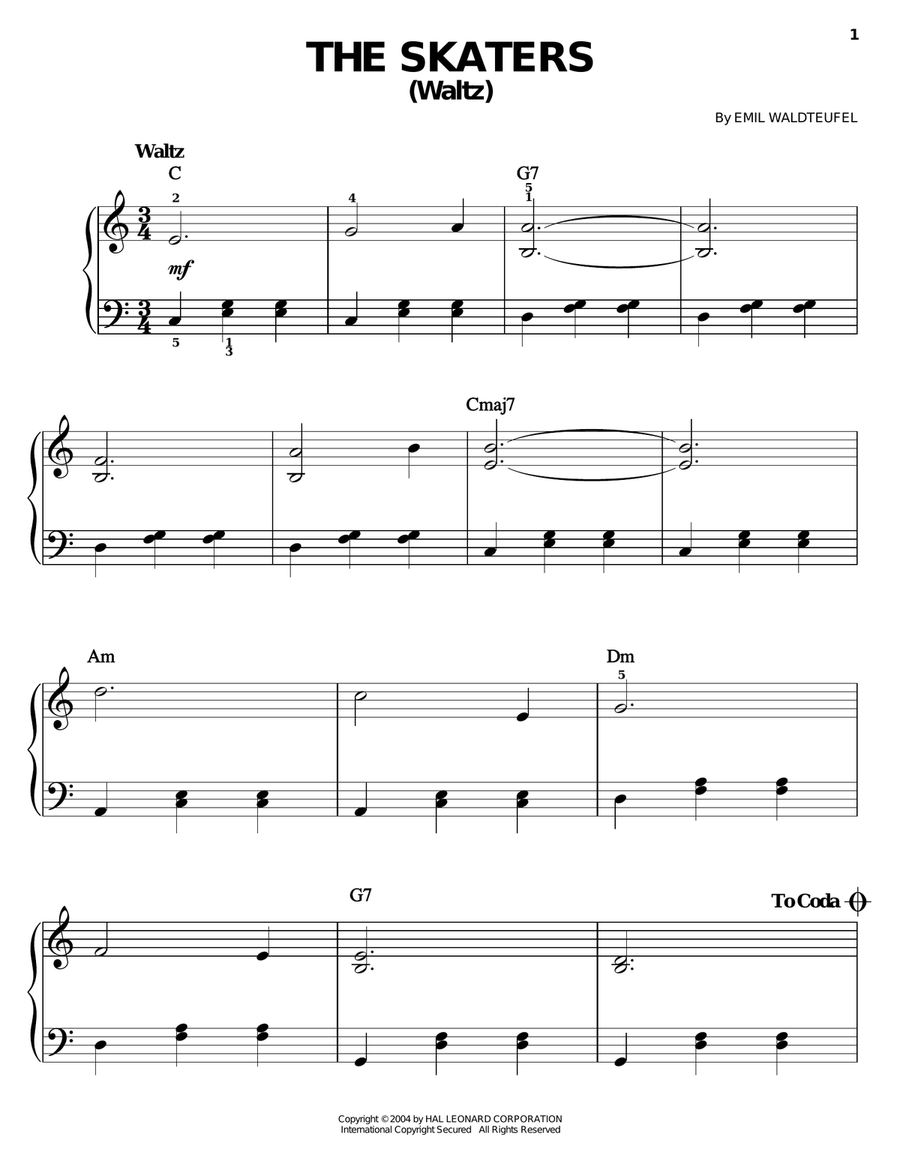 The Skaters (Waltz) The Skaters (Waltz) Easy Piano scores gallery preview page 1