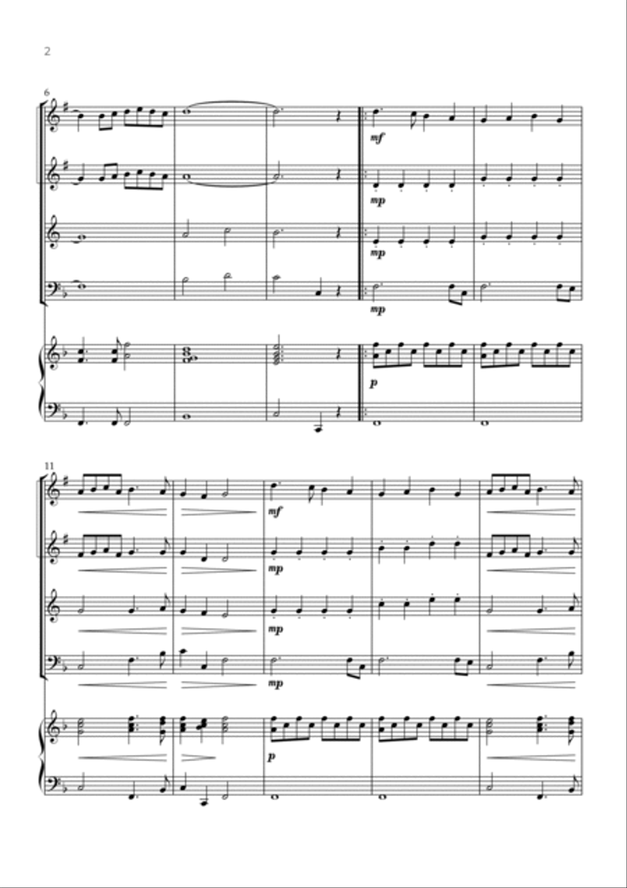 Deck The Halls (Brass Quartet and Piano) - Christmas Carol Brass Quartet scores gallery preview page 2