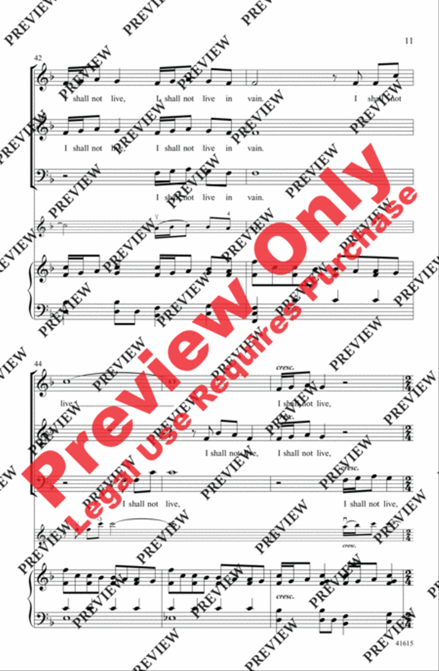 I Shall Not Live in Vain 3-Part scores gallery preview page 22