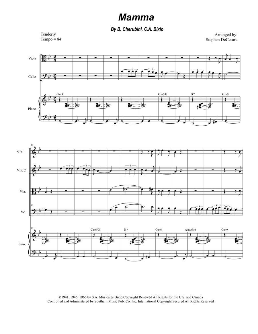 Mama (mamma) String Quartet scores gallery preview page 1