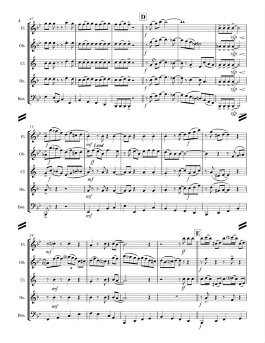 Boogie Woogie Bugle Boy Woodwind Quintet scores gallery preview page 5