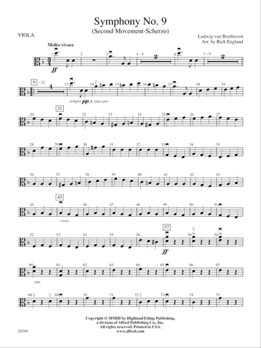 Symphony No. 9 (2nd Movement): Viola Full Orchestra scores gallery preview page 1