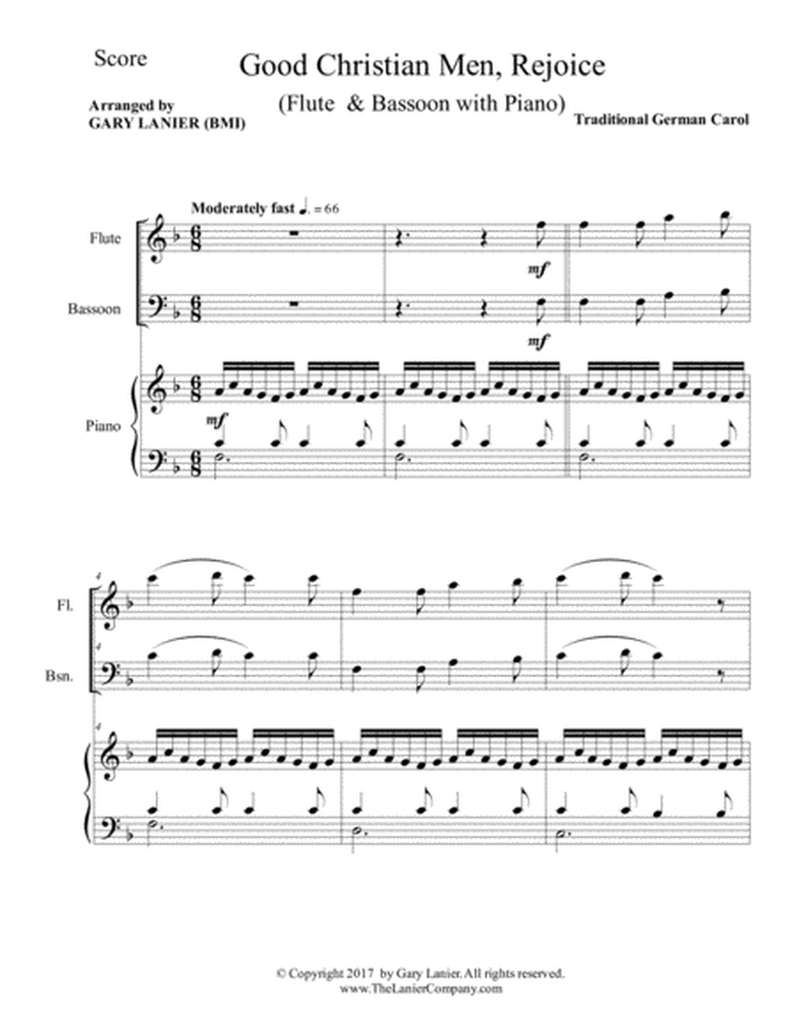 GOOD CHRISTIAN MEN, REJOICE (Flute, Bassoon with Piano & Score/Part) image number null