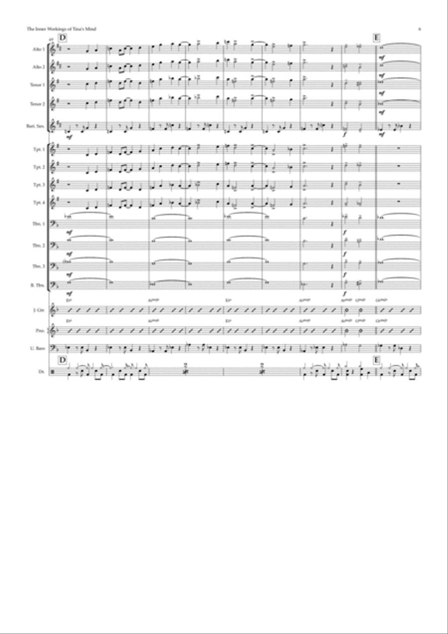 The Inner Workings of Tina's Mind (big band) Jazz Ensemble scores gallery preview page 6