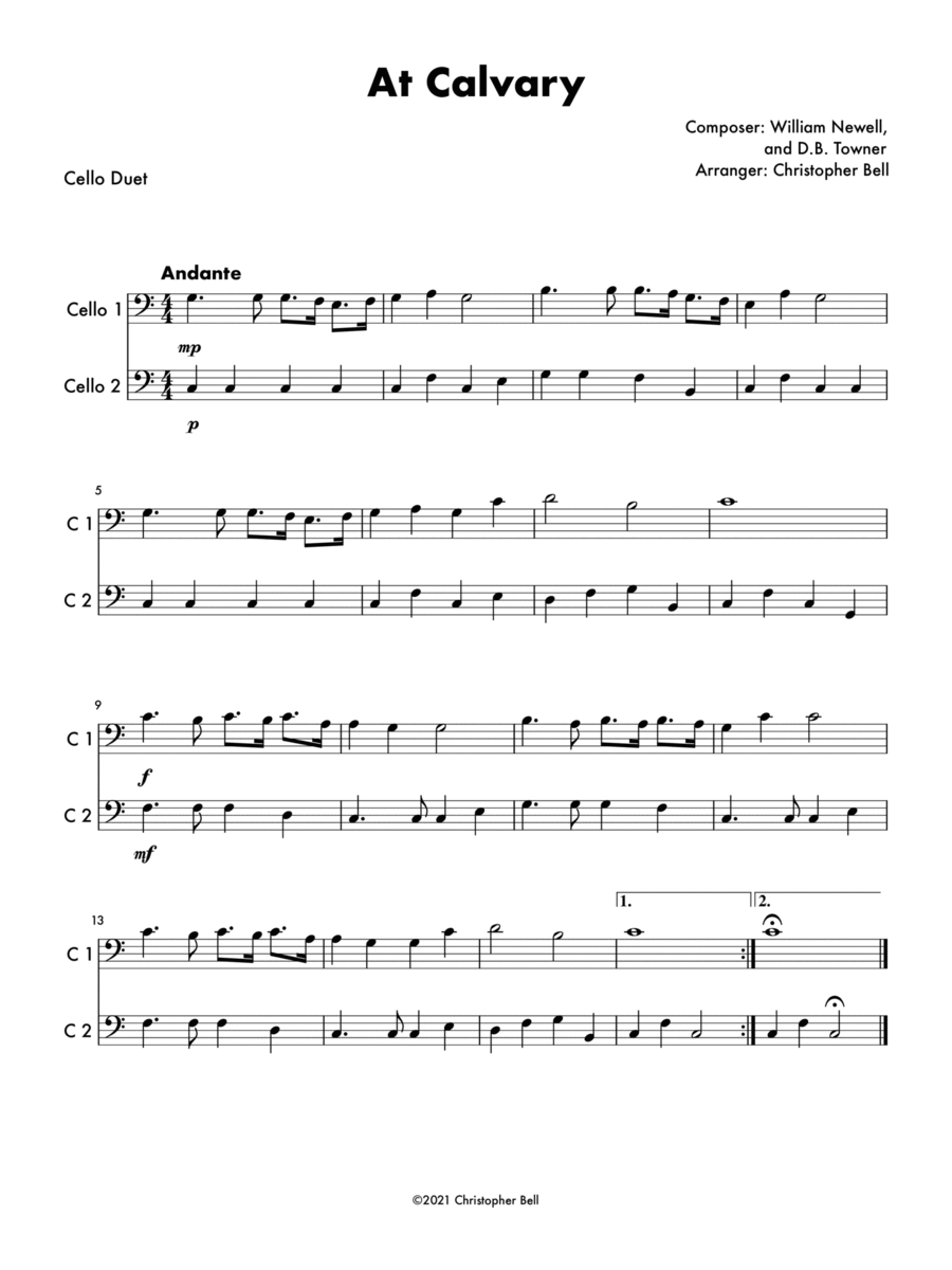 At Calvary - Cello Duet String Duet scores gallery preview page 1