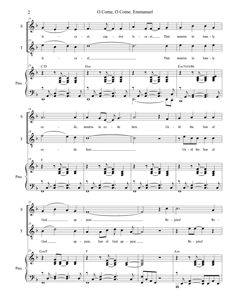 O Come, O Come, Emmanuel (Duet for Soprano and Tenor Solo) Tenor Voice scores gallery preview page 2
