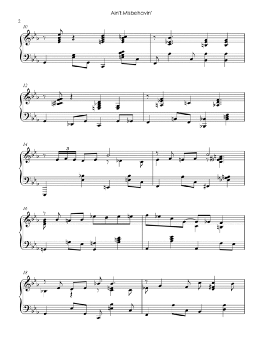 Ain't Misbehavin' Piano Solo scores gallery preview page 3