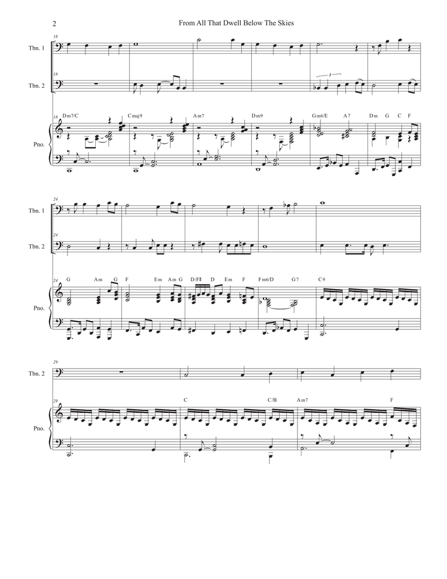 From All That Dwell Below The Skies (Trombone Duet) Trombone Duet scores gallery preview page 2