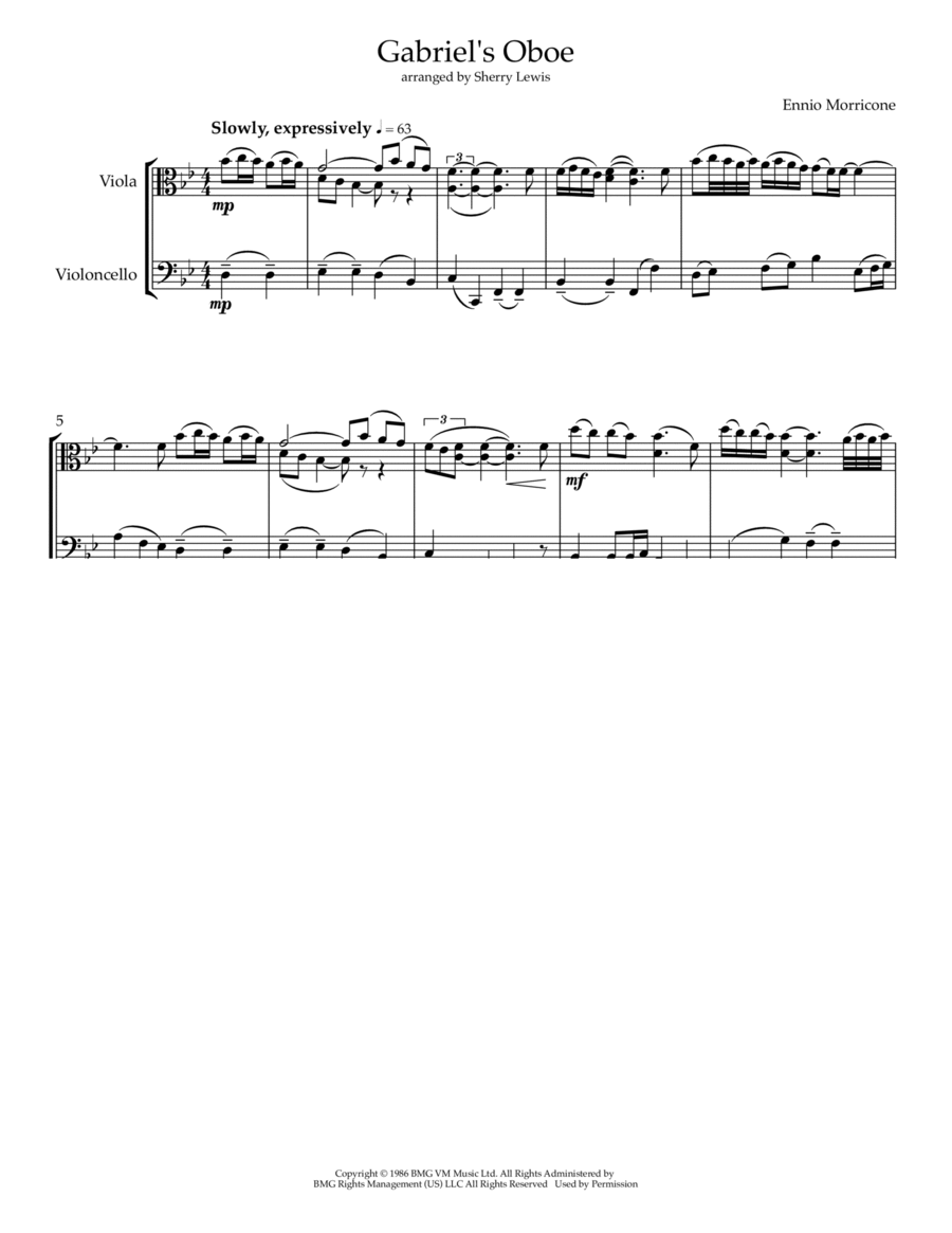 Gabriel's Oboe Gabriel's Oboe Cello scores gallery preview page 1