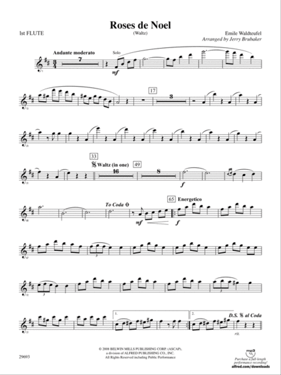 Roses de Noel (Waltz): Flute Full Orchestra scores gallery preview page 1