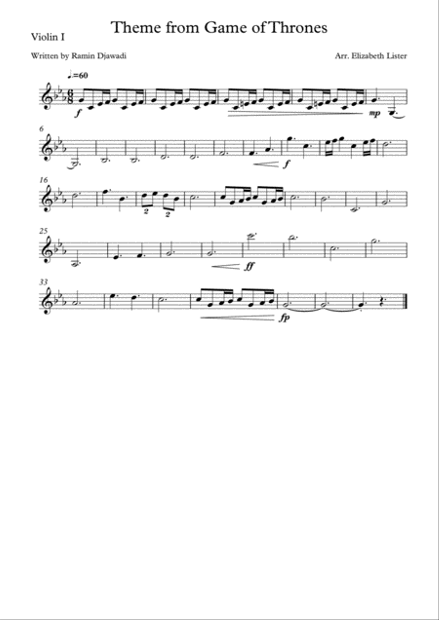 Game Of Thrones String Quartet scores gallery preview page 1