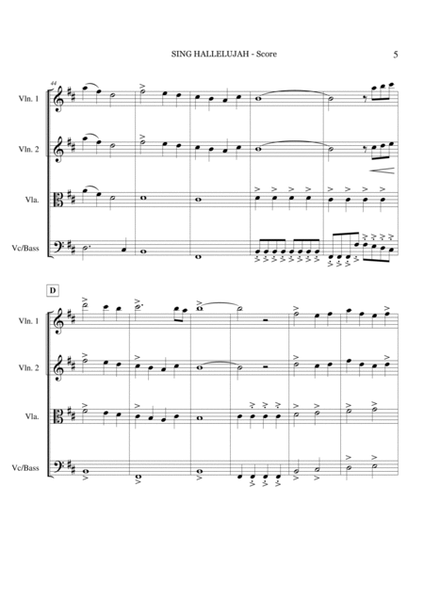 Sing Hallelujah String Quartet/Orchestra Score + Set of Parts image number null