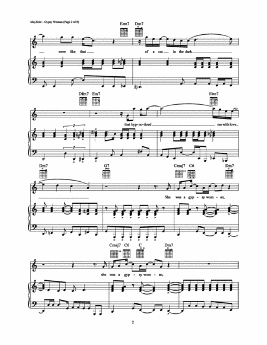 Gypsy Woman Piano, Vocal, Guitar scores gallery preview page 2