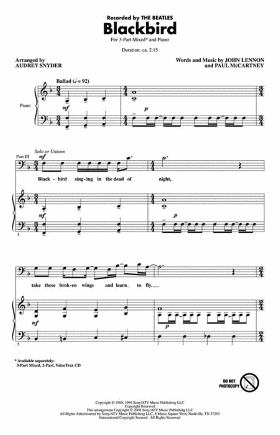 Blackbird Blackbird Choir scores gallery preview page 2