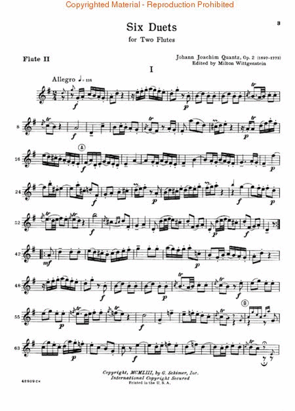 Schirmer Library of Classics Volume 1773 by Johann Joachim Quantz Flute Solo - Sheet Music