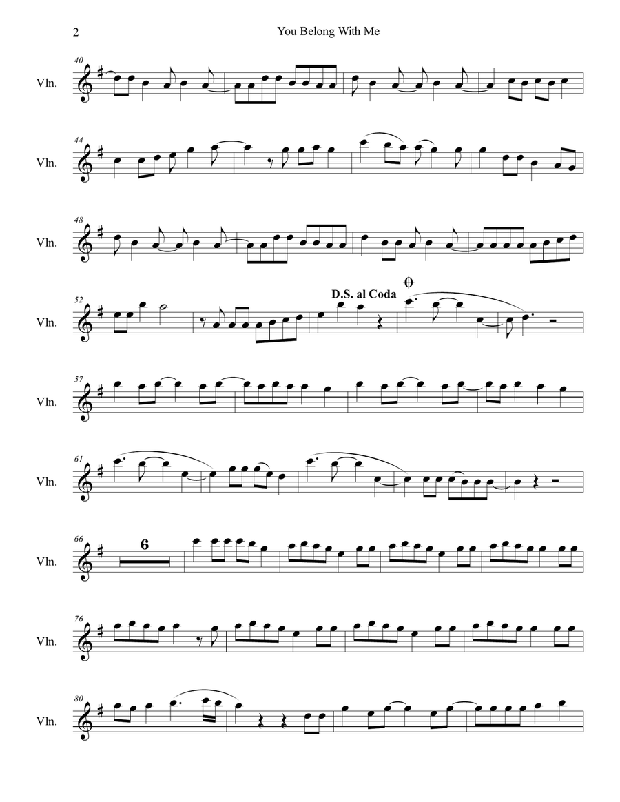 You Belong With Me Violin Solo scores gallery preview page 2