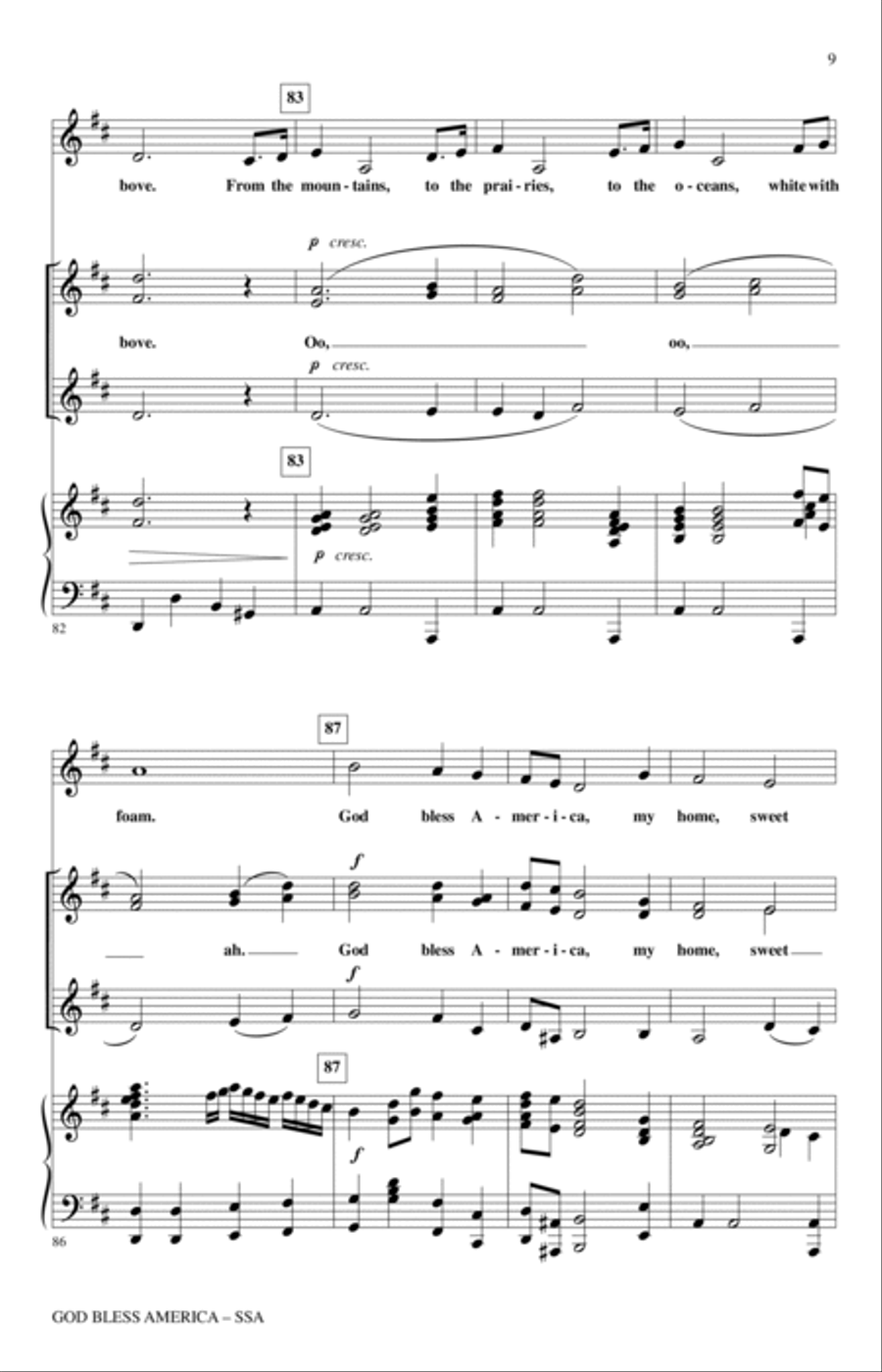 God Bless America (arr. Bruce Healey) SSA scores gallery preview page 8
