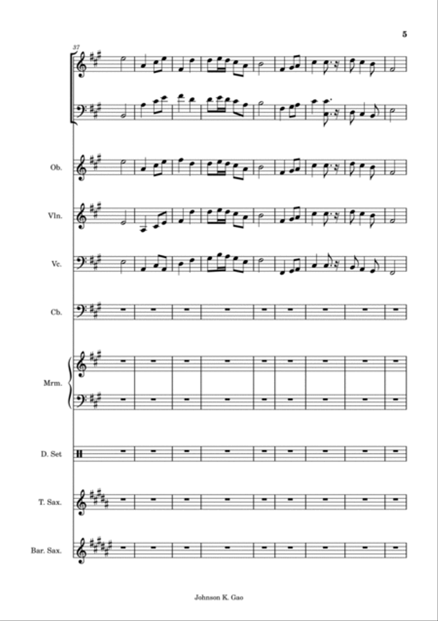 Grandma Happy Birthday Song. With a video of Chinese and English lyrics Karaoke. 4-Part scores gallery preview page 5