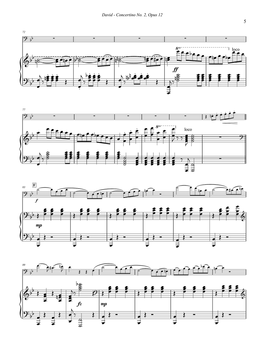 Concertino No. 2 in B-flat for Trombone and Piano Piano scores gallery preview page 5